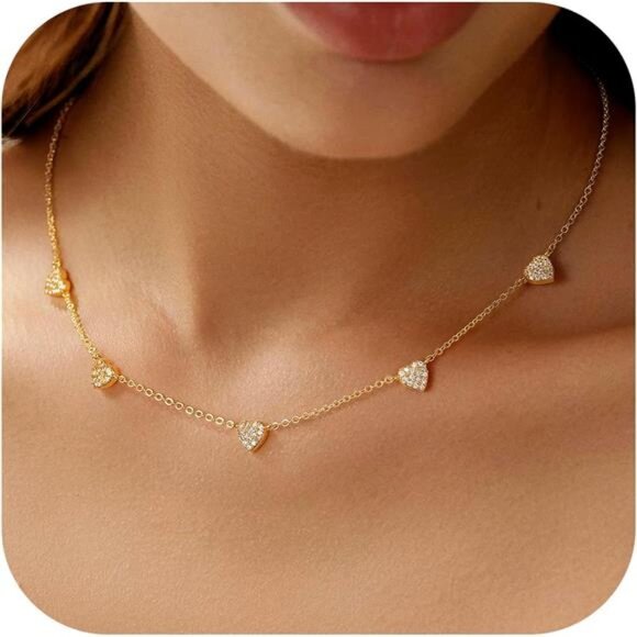 Gold Heart Necklace | Trendy Dainty Pendant with Popular Heart Design - Picture 1 of 7